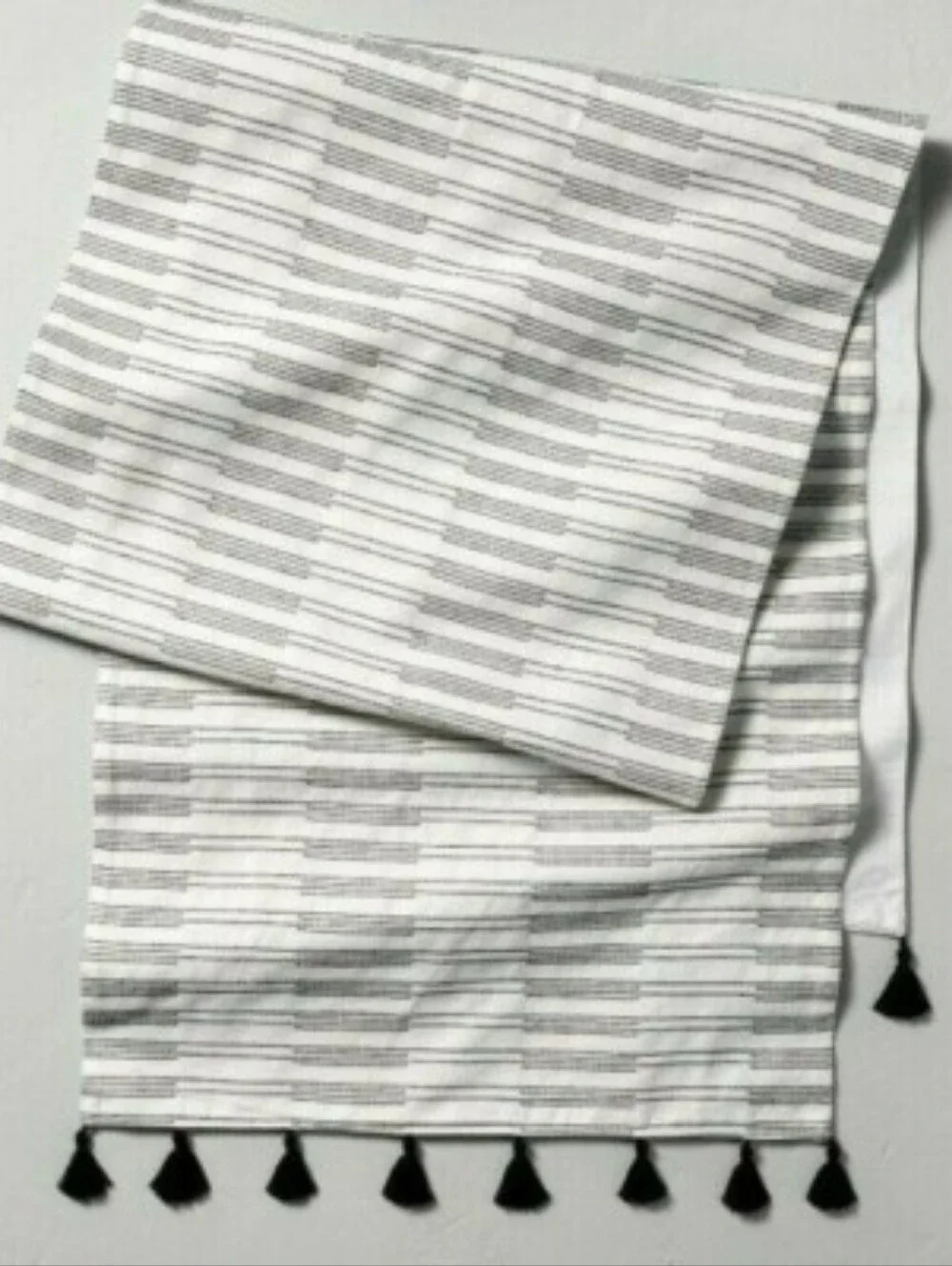 Hearth & Hand Black/White Tassle Table Runner